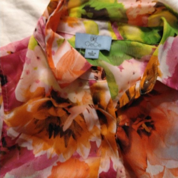 Sheer Multicoloured Sleeveless Tunic/Shirt - Picture 5 of 6